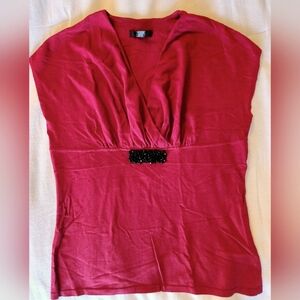 Red Knit with Black Bead Bling